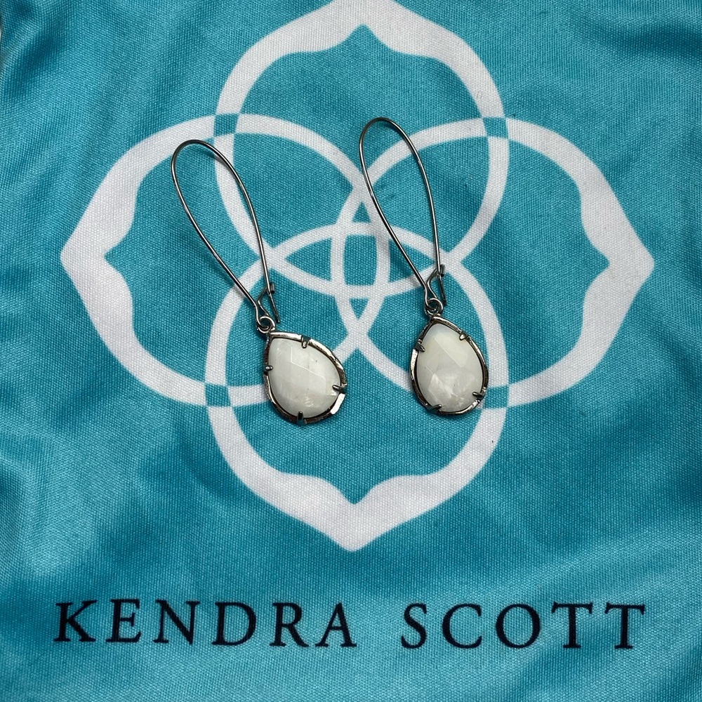Kendra Scott Drop earrings, white stone.